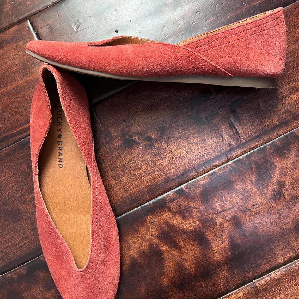 Lucky Brand Women's Suede Slip-On Flats in Terracotta - Picture 3 of 5